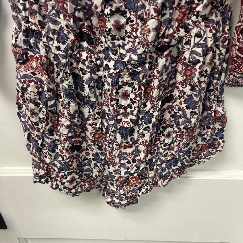 American Eagle Outfitters Floral Blouse Boho Artsy Mixed Prints Hippie Womens M - Picture 9 of 14